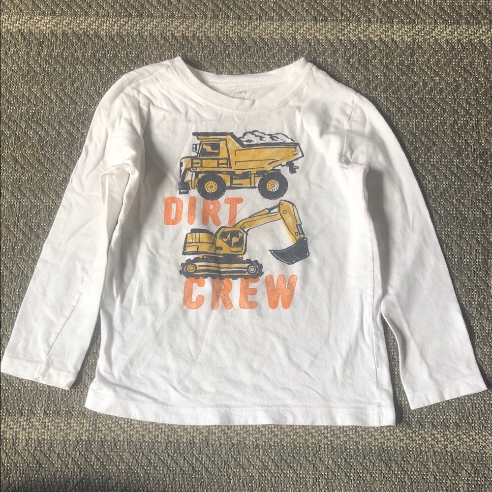 Carter's White Long-Sleeve 'Dirt Crew' Construction Truck Tee